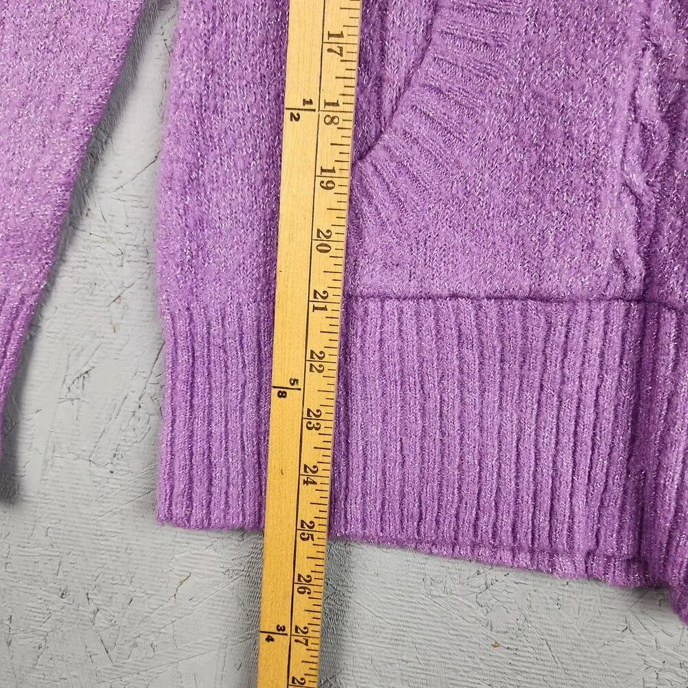 Vintage Arizona Jean Company Sweater Girls 14-16 Purple Hooded Sparkle Knit